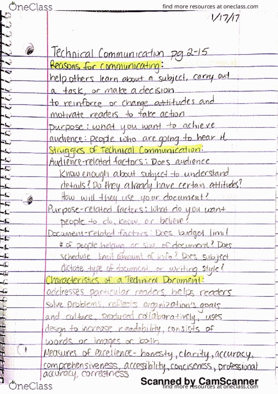 ENGL 210 Chapter 1: Technical Communication pg. 2-15 notes thumbnail