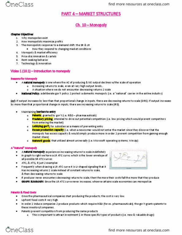 ECON 201 Lecture 9: ECON201_CH10_video notes thumbnail