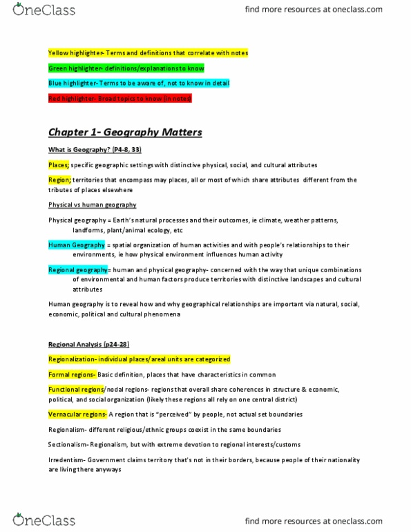 GEOG101 Chapter Notes - Chapter 1: Choropleth Map, Geographic Information System, Cartogram thumbnail