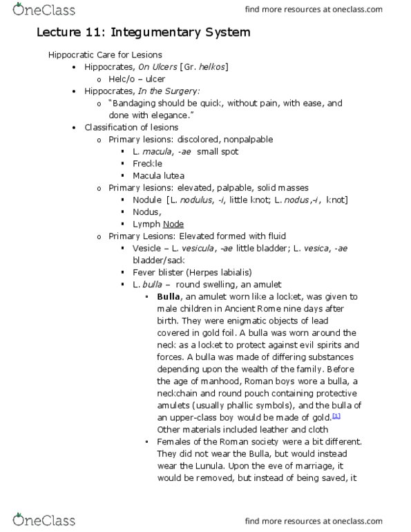 C C 306M Lecture Notes - Lecture 11: Canker, Carcinoma, Mycobacterium Leprae thumbnail