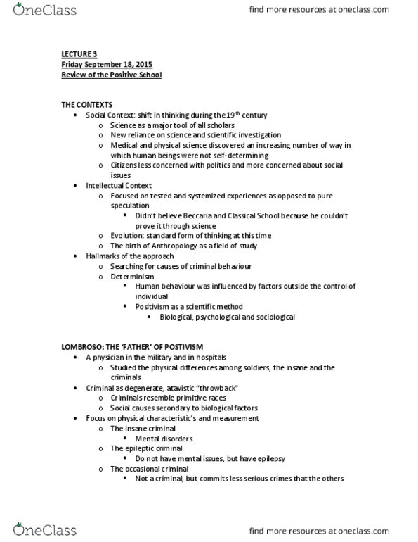 CRM 2301 Lecture Notes - Lecture 3: Alcoholism, Homicide, Atavism thumbnail