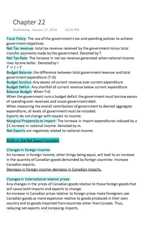 EC140 Chapter Notes - Chapter 22: Stabilization Policy thumbnail