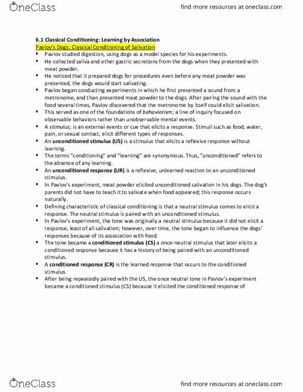 PSY100H1 Lecture Notes - Lecture 10: Latent Inhibition, Brainstem, Foodborne Illness thumbnail