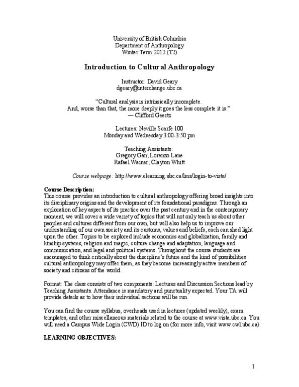 ANTH 100A Lecture Notes - Kottak, Howard Wainer, Ethnography thumbnail