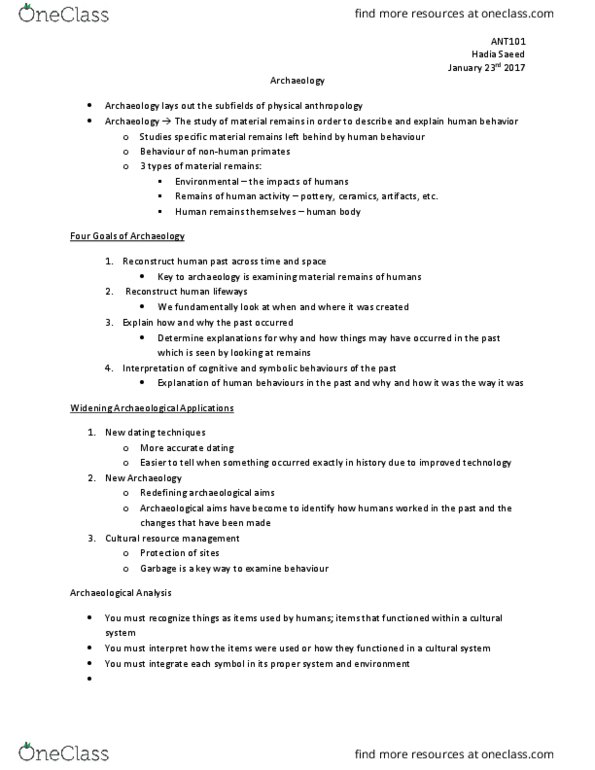 ANT101H5 Lecture Notes - Lecture 7: Proton Magnetometer, Ethnoarchaeology, Permanent Marker thumbnail