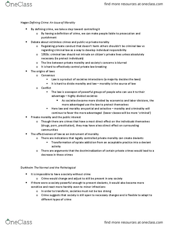 CRM 1001 Chapter Notes - Chapter 1-4: Welfare Dependency, Victimless Crime, Opiate thumbnail