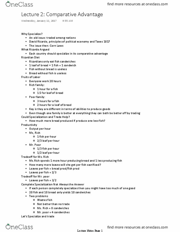 ECON 1 Lecture Notes - Lecture 2: Corn Laws thumbnail