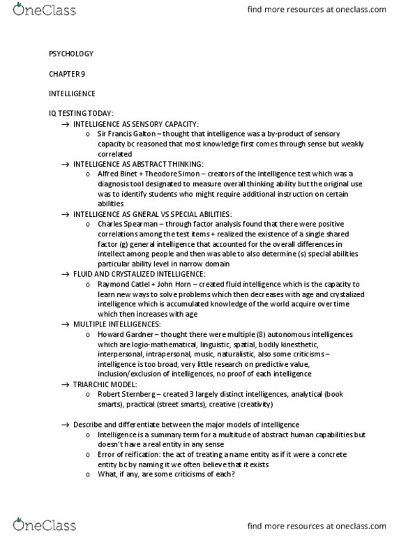 PSYC 102 Chapter Notes - Chapter 9: Memory Span, Block Design, Prefrontal Cortex thumbnail