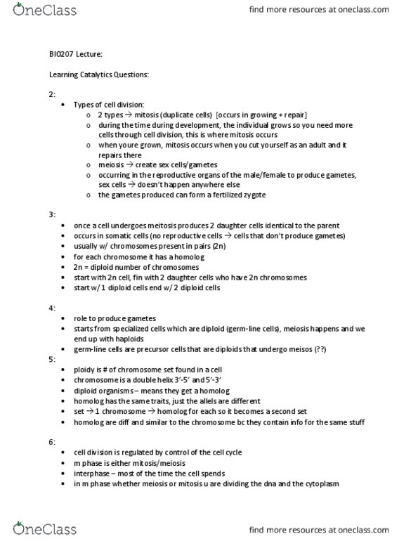 BIO207H5 Lecture Notes - Lecture 5: Dna Replication, G1 Phase, Centriole thumbnail