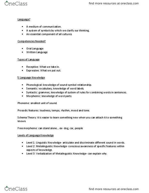 ECED 2106 Lecture Notes - Lecture 1: Bound And Unbound Morphemes, Phoneme thumbnail