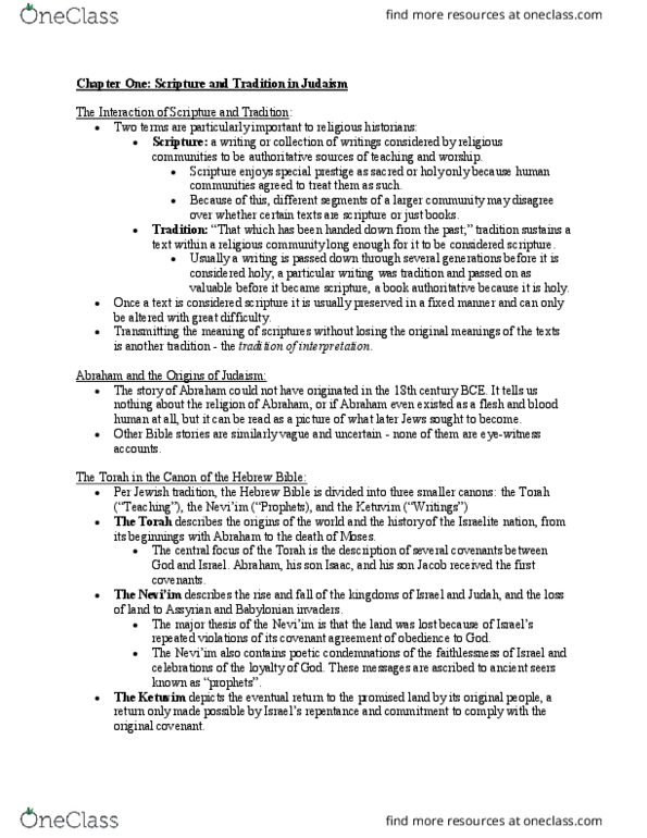 RELI 211 Chapter Notes - Chapter 1: Mishnah, Rashi, Kabbalah thumbnail