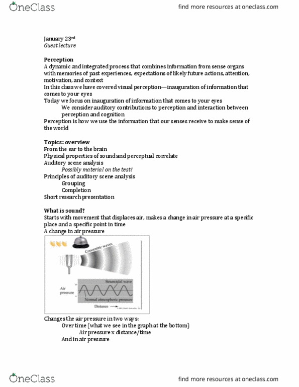 PSYC 213 Lecture Notes - Lecture 6: Autism Spectrum, Auditory Masking, Spectrogram thumbnail