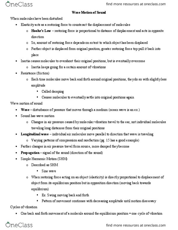 CDIS 4313 Lecture Notes - Lecture 1: Tuning Fork, Vocal Folds, Simple Harmonic Motion thumbnail