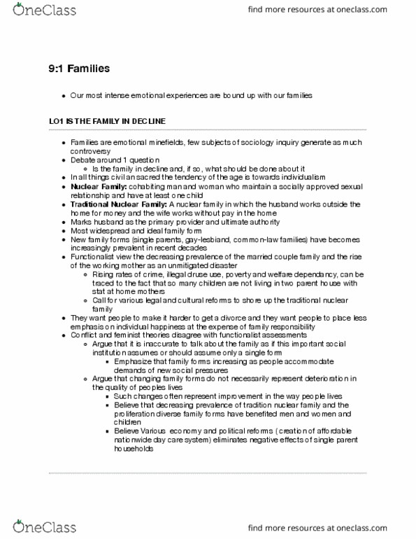 SOC100H5 Chapter Notes - Chapter 9: Parental Leave, Stepfamily, Intimate Partner Violence thumbnail