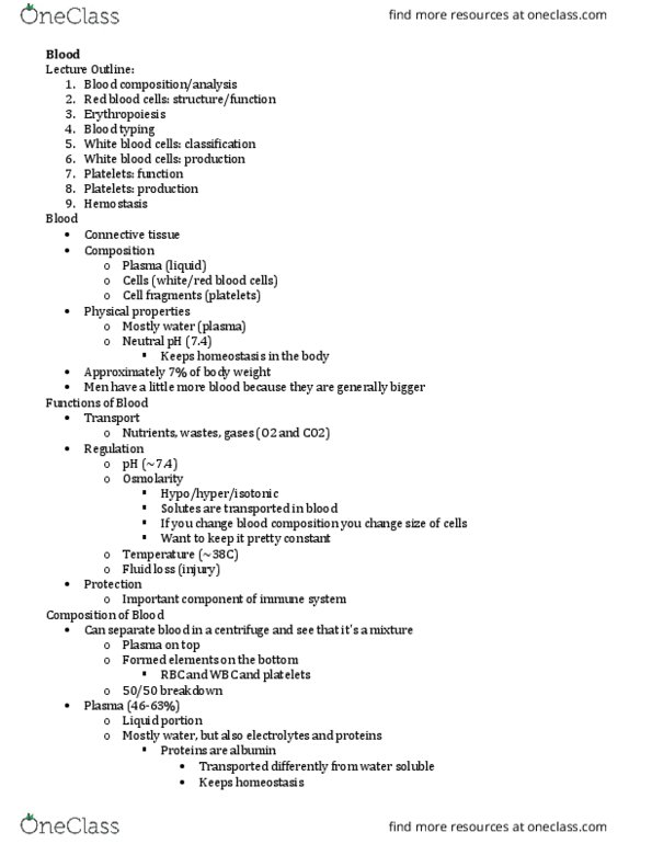 PNB 2265 Lecture Notes - Lecture 1: Tumors Of The Hematopoietic And Lymphoid Tissues, Thalassemia, Supersaturation thumbnail