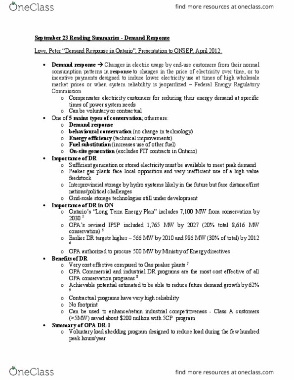ENVS 4401 Chapter Notes - Chapter 0: Federal Energy Regulatory Commission, Demand Response thumbnail