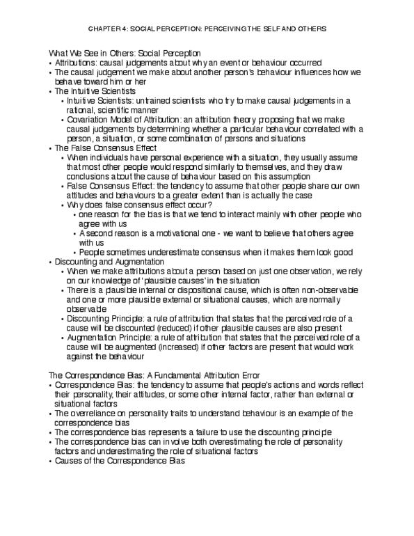 Psychology 2720A/B Chapter Notes - Chapter 4: European Canadian, Impression Management, Social Comparison Theory thumbnail