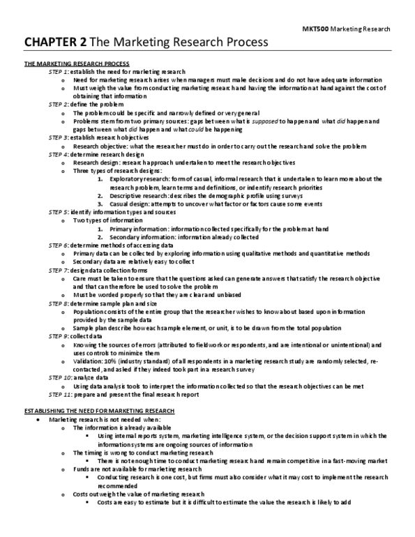 MKT 500 Chapter Notes - Chapter 2: Market Analysis, Decision Support System, Research thumbnail