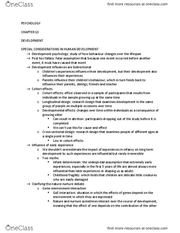 PSYC 102 Lecture Notes - Lecture 29: Blastocyst, Prenatal Development, Zygote thumbnail