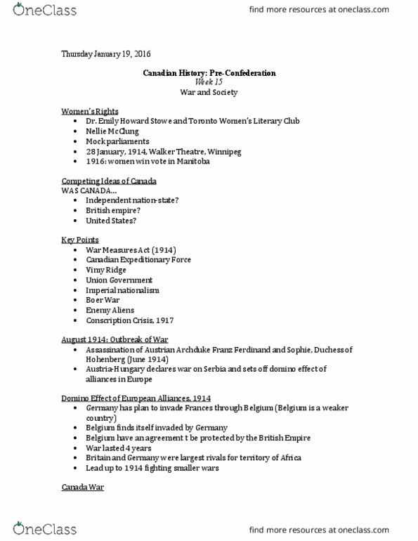 HIST 2500 Lecture Notes - Lecture 15: Civilization Ii, Fifth Column, White Feathers thumbnail