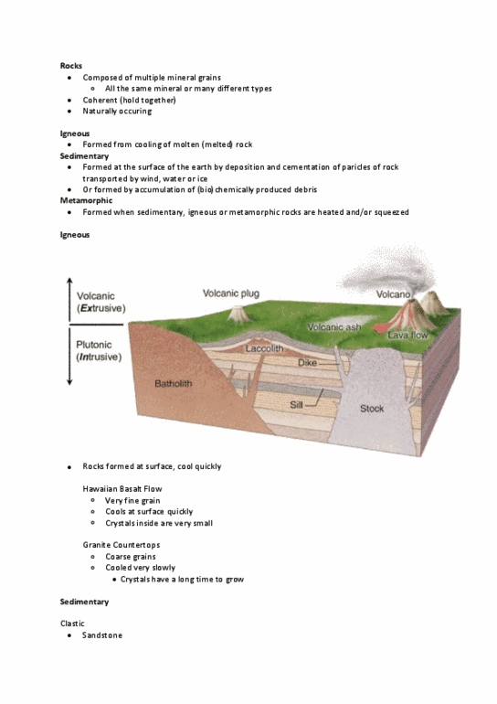ERS120H5 Lecture Notes - Lecture 7: Lithification, Coral Reef, Igneous Rock thumbnail