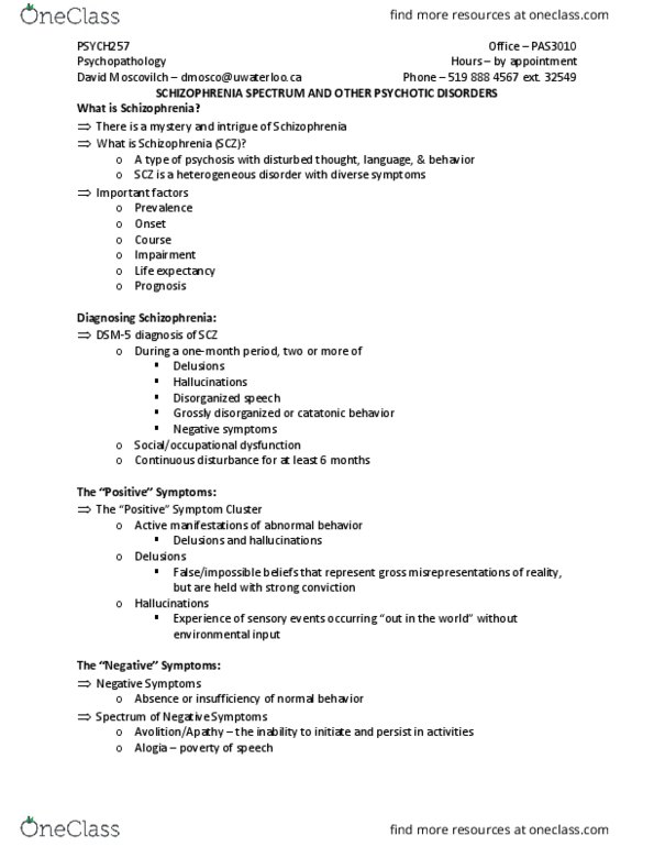 PSYCH257 Lecture Notes - Lecture 15: Family Therapy, Tardive Dyskinesia, Prodrome thumbnail