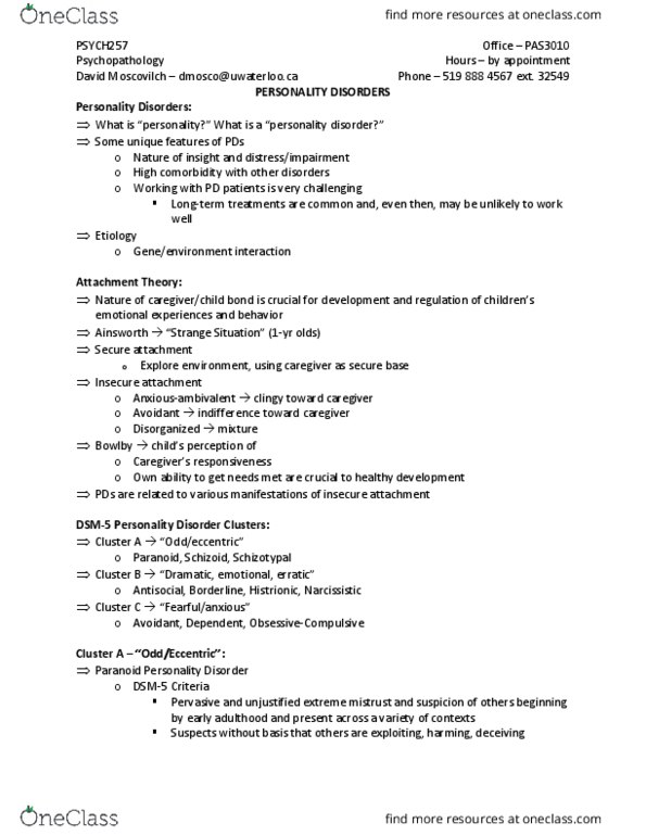 PSYCH257 Lecture Notes - Lecture 14: Attention Seeking, Dialectical Behavior Therapy, Avoidant Personality Disorder thumbnail