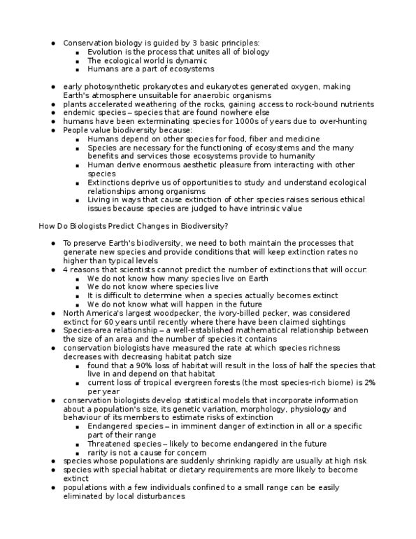 BIOL 4P08 Lecture Notes - Fynbos, Edge Effects, Ecological Relationship thumbnail