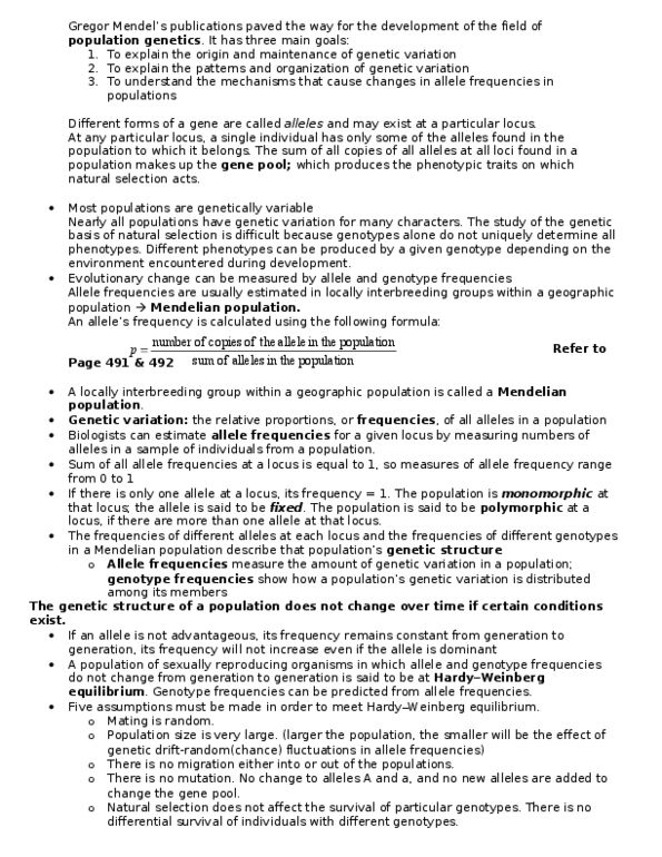 BIOL 4P08 Lecture Notes - Tetrodotoxin, Sexual Selection, Genetic Variation thumbnail