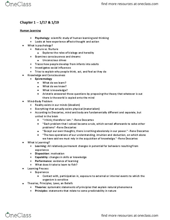 PSYC 3222 Lecture Notes - Lecture 1: Trait Theory, Dependent And Independent Variables, Folk Psychology thumbnail