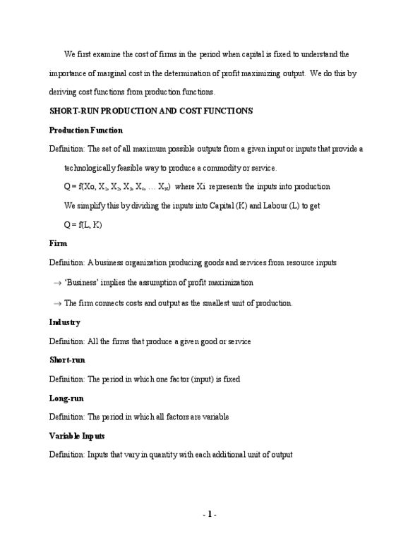 MGMT 1P93 Lecture Notes - Marginal Cost, Average Variable Cost, European Cooperation In Science And Technology thumbnail