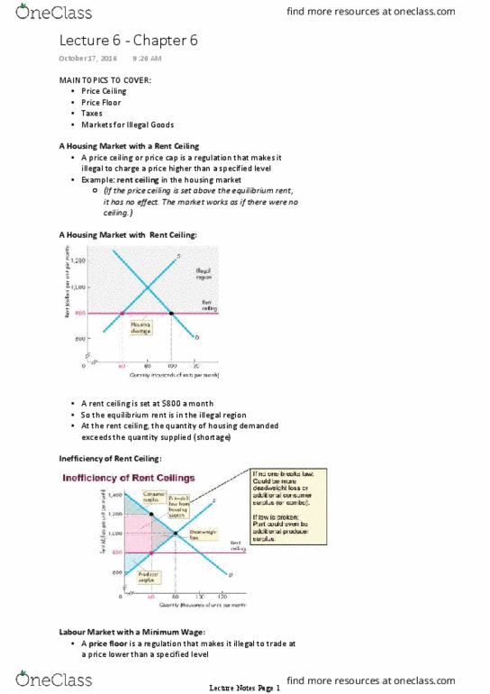 Economics 1021A/B Lecture Notes - Lecture 6: Deadweight Loss, Opportunity Cost, Demand Curve thumbnail