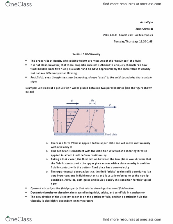 CVEN 3313 Chapter Notes - Chapter 1: Apparent Viscosity, Dilatant, Intermolecular Force thumbnail