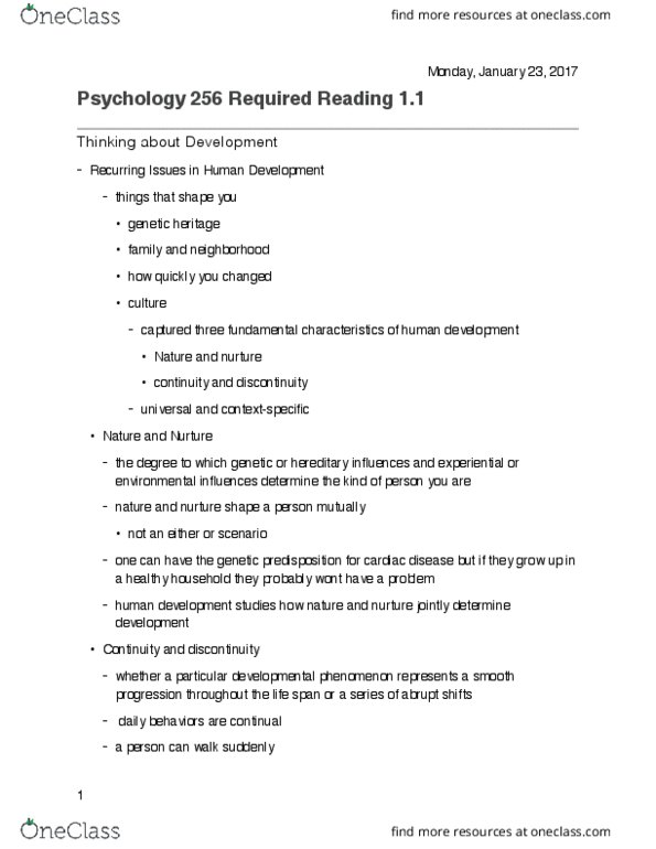 PSY 256 Chapter Notes - Chapter 1.1: Behavioral Neuroscience thumbnail