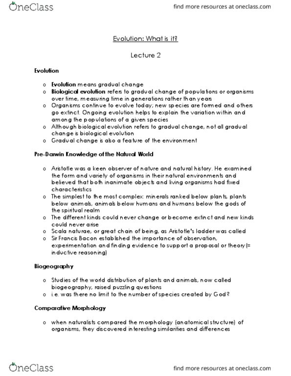 Biology 1001A Lecture Notes - Lecture 2: Speciation, Allele Frequency, Macroevolution thumbnail