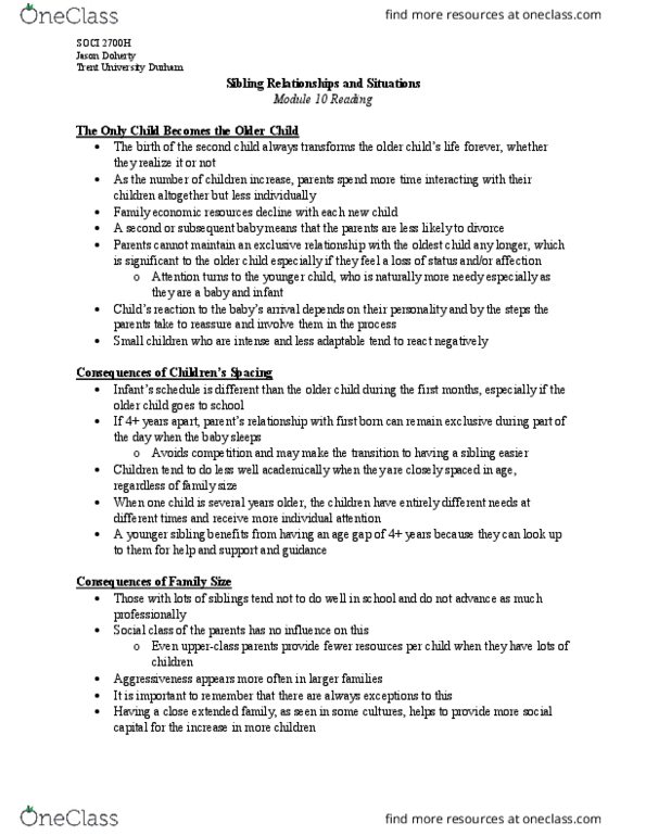 SOCI 2700H Chapter Notes - Chapter 10: Twin, Birth Order, Symbolic Interactionism thumbnail