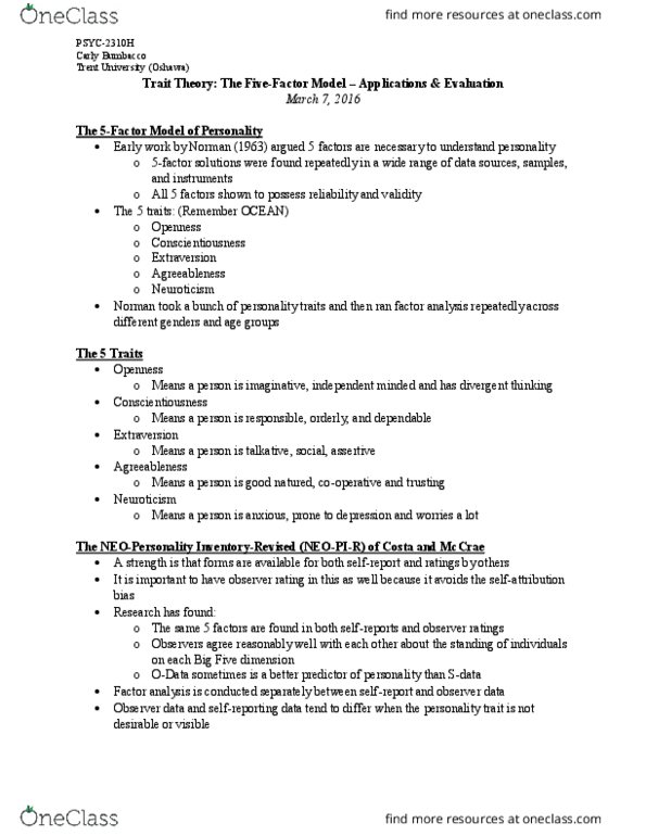 PSYC 2310H Lecture Notes - Lecture 7: Job Performance, Monica Geller, U.S. Air Force Aeronautical Rating thumbnail