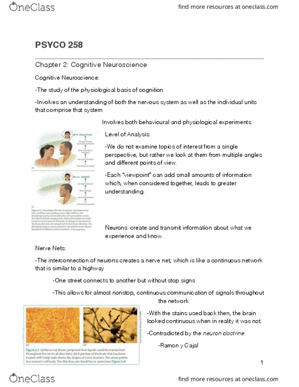 PSYCO258 Chapter Notes - Chapter 2: Edgar Adrian, Neuron Doctrine, Golgi'S Method thumbnail