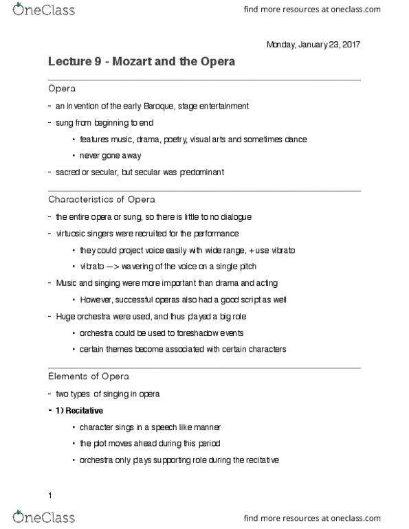 MUSIC 1AA3 Lecture Notes - Lecture 9: Da Capo Aria, Opera Buffa, Aria thumbnail