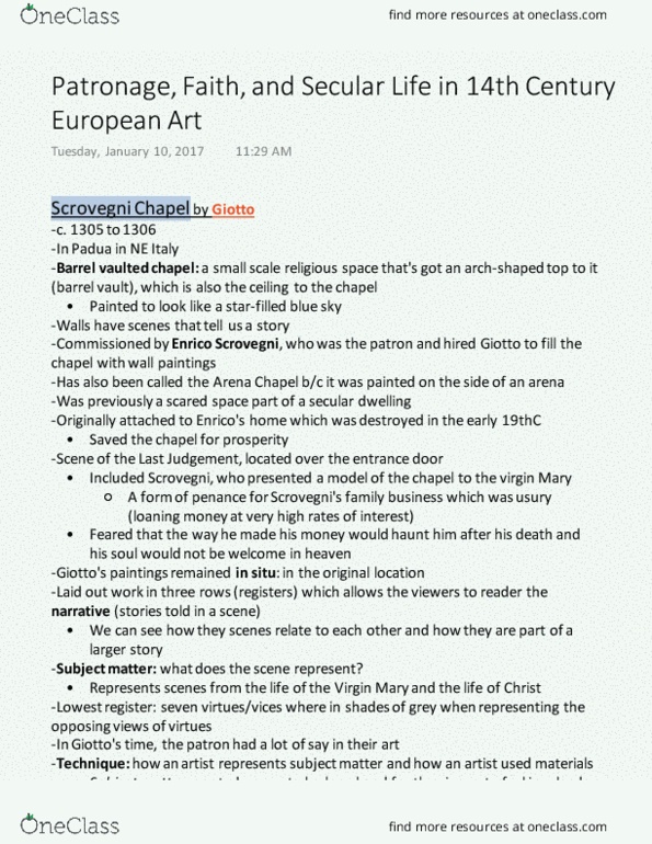 ARTHIST 1AA3 Lecture 1: Patronage, Faith, and Secular Life in 14th Century European Art thumbnail