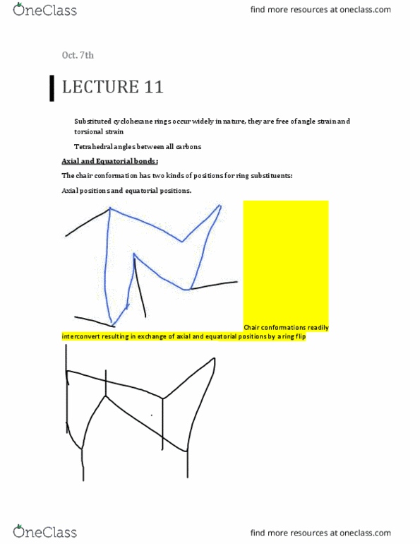 CHM136H1 Lecture Notes - Lecture 11: Steric Effects, Van Der Waals Strain, Cyclohexane Conformation thumbnail