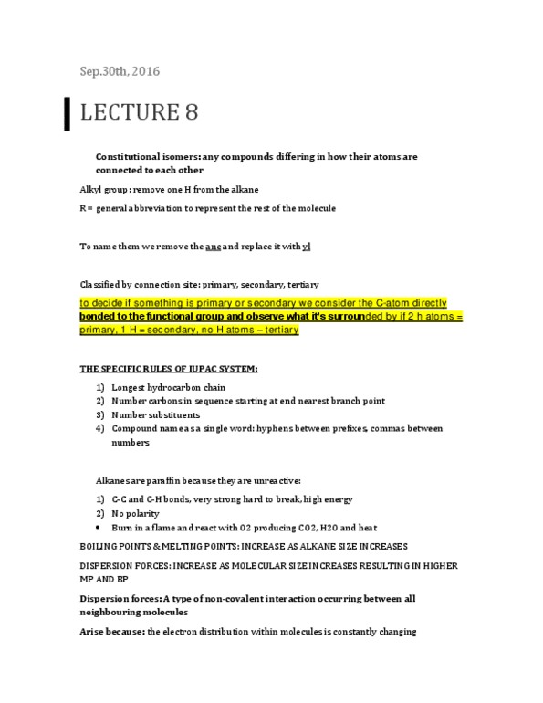 CHM136H1 Lecture Notes - Lecture 8: Alkyl thumbnail