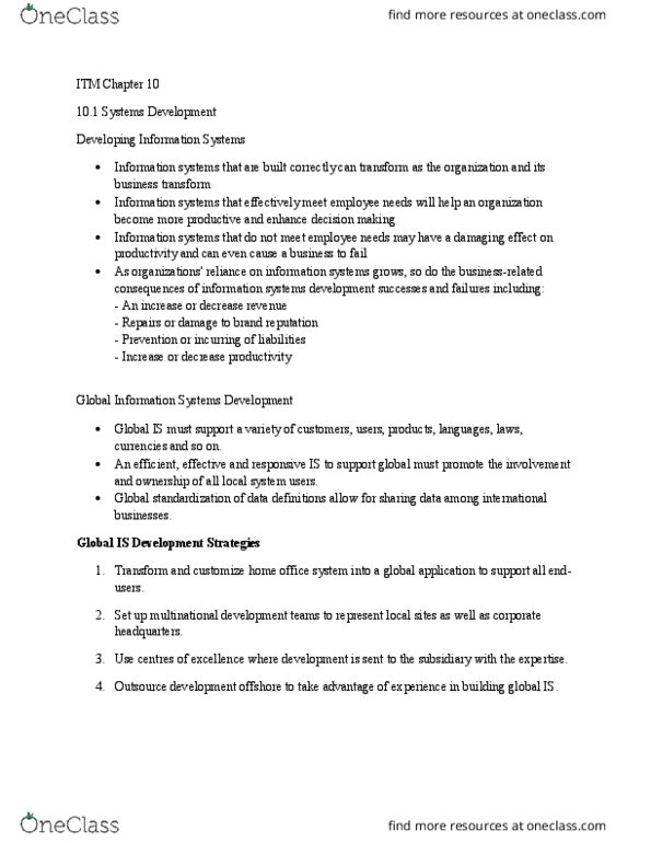 ITM 102 Lecture Notes - Lecture 10: Insourcing, Uptodate, Project Charter thumbnail