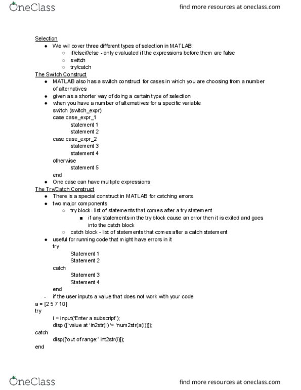 ENGR 101 Lecture Notes - Lecture 3: Text Editor, Matlab thumbnail