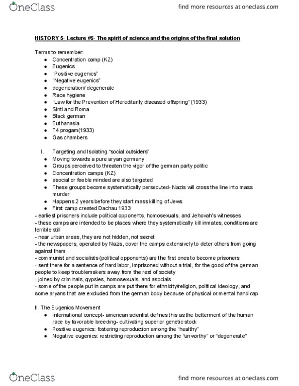 HIST 5 Lecture Notes - Lecture 5: Aryan Nations, Epilepsy, Visual Impairment thumbnail