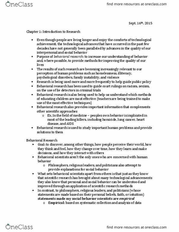 PSYC 2360 Chapter Notes - Chapter 1: Scientific Method, Interpersonal Attraction, Homicide thumbnail