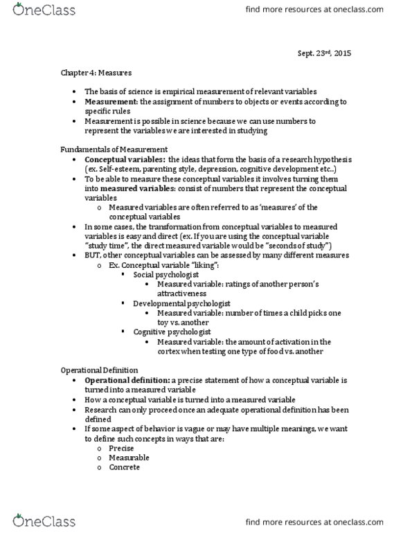 PSYC 2360 Chapter Notes - Chapter 4: Developmental Psychology, Operational Definition, Social Psychology thumbnail