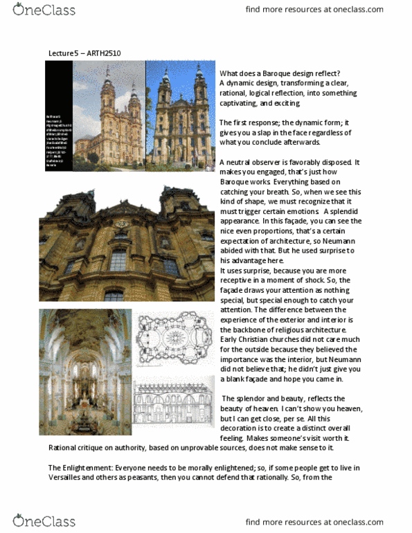 ARTH 2510 Lecture Notes - Lecture 5: Johann Lukas Von Hildebrandt, Baroque Architecture, Russian Architecture thumbnail