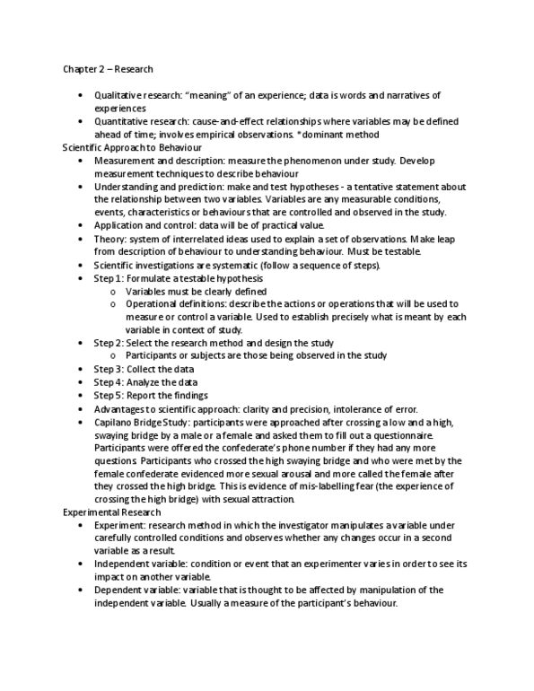 PSYC 1020H Chapter Notes - Chapter 2: Jane Goodall, Descriptive Statistics, Statistical Inference thumbnail