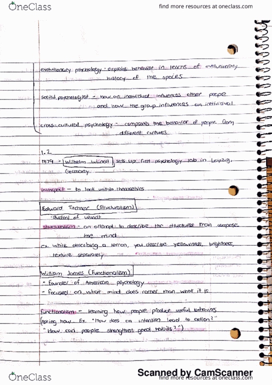 PSYCH W1 Chapter 1.2: 1.2 Notes thumbnail
